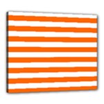 Horizontal Stripes - White and Safety Orange Canvas 24  x 20  (Stretched)