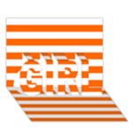 Horizontal Stripes - White and Safety Orange GIRL 3D Greeting Card (7x5)