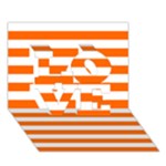 Horizontal Stripes - White and Safety Orange LOVE 3D Greeting Card (7x5)