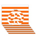 Horizontal Stripes - White and Safety Orange Peace Sign 3D Greeting Card (7x5)