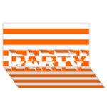 Horizontal Stripes - White and Safety Orange PARTY 3D Greeting Card (8x4)
