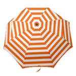Horizontal Stripes - White and Safety Orange Folding Umbrella