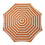 Horizontal Stripes - White and Safety Orange Golf Umbrella