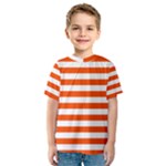 Horizontal Stripes - White and Tangelo Orange Kid s Sport Mesh Tee