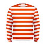 Horizontal Stripes - White and Tangelo Orange Men s Sweatshirt