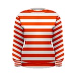 Horizontal Stripes - White and Tangelo Orange Women s Sweatshirt