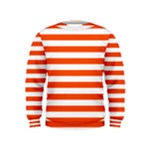 Horizontal Stripes - White and Tangelo Orange Kid s Sweatshirt
