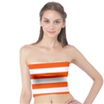 Horizontal Stripes - White and Tangelo Orange Tube Top