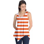 Horizontal Stripes - White and Tangelo Orange Sleeveless Tunic