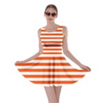 Horizontal Stripes - White and Tangelo Orange Skater Dress