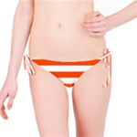 Horizontal Stripes - White and Tangelo Orange Bikini Bottom