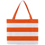 Horizontal Stripes - White and Tangelo Orange Mini Tote Bag