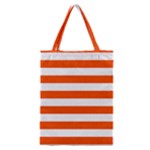 Horizontal Stripes - White and Tangelo Orange Classic Tote Bag