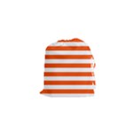 Horizontal Stripes - White and Tangelo Orange Drawstring Pouch (XS)