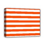 Horizontal Stripes - White and Tangelo Orange Deluxe Canvas 14  x 11  (Stretched)