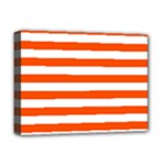 Horizontal Stripes - White and Tangelo Orange Deluxe Canvas 16  x 12  (Stretched)