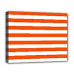 Horizontal Stripes - White and Tangelo Orange Deluxe Canvas 20  x 16  (Stretched)