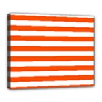 Horizontal Stripes - White and Tangelo Orange Deluxe Canvas 24  x 20  (Stretched)