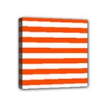 Horizontal Stripes - White and Tangelo Orange Mini Canvas 4  x 4  (Stretched)