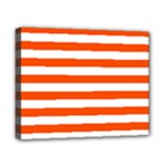 Horizontal Stripes - White and Tangelo Orange Canvas 10  x 8  (Stretched)