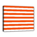 Horizontal Stripes - White and Tangelo Orange Canvas 14  x 11  (Stretched)