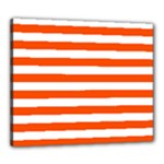 Horizontal Stripes - White and Tangelo Orange Canvas 24  x 20  (Stretched)