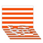 Horizontal Stripes - White and Tangelo Orange LOVE Bottom 3D Greeting Card (7x5)