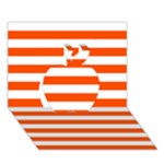 Horizontal Stripes - White and Tangelo Orange Apple 3D Greeting Card (7x5)