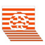 Horizontal Stripes - White and Tangelo Orange Peace Sign 3D Greeting Card (7x5)