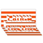Horizontal Stripes - White and Tangelo Orange Laugh Live Love 3D Greeting Card (8x4)