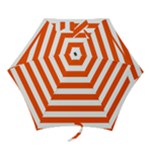 Horizontal Stripes - White and Tangelo Orange Mini Umbrella