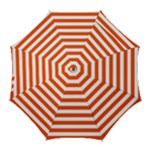 Horizontal Stripes - White and Tangelo Orange Golf Umbrella