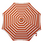 Horizontal Stripes - White and Tangelo Orange Hook Handle Umbrella (Medium)