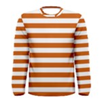 Horizontal Stripes - White and Burnt Orange Men s Long Sleeve T-shirt