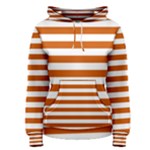 Horizontal Stripes - White and Burnt Orange Women s Pullover Hoodie
