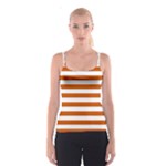 Horizontal Stripes - White and Burnt Orange Spaghetti Strap Top