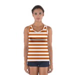Horizontal Stripes - White and Burnt Orange Women s Sport Tank Top