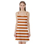 Horizontal Stripes - White and Burnt Orange Satin Night Slip
