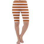Horizontal Stripes - White and Burnt Orange Cropped Leggings