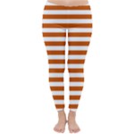 Horizontal Stripes - White and Burnt Orange Winter Leggings