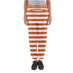 Horizontal Stripes - White and Burnt Orange Women s Jogger Sweatpants