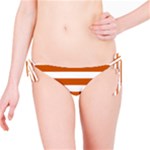 Horizontal Stripes - White and Burnt Orange Bikini Bottom