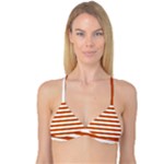 Horizontal Stripes - White and Burnt Orange Reversible Tri Bikini Top