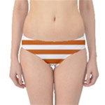 Horizontal Stripes - White and Burnt Orange Hipster Bikini Bottoms