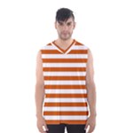 Horizontal Stripes - White and Burnt Orange Men s Basketball Tank Top
