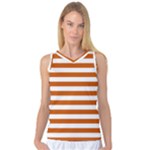 Horizontal Stripes - White and Burnt Orange Women s Basketball Tank Top