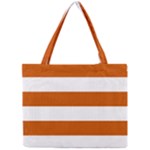 Horizontal Stripes - White and Burnt Orange Mini Tote Bag