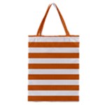 Horizontal Stripes - White and Burnt Orange Classic Tote Bag