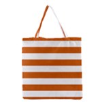 Horizontal Stripes - White and Burnt Orange Grocery Tote Bag