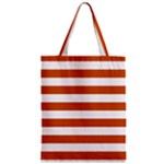 Horizontal Stripes - White and Burnt Orange Zipper Classic Tote Bag